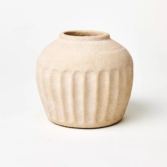 TARGET  STUDIO MCGEE SHORT CARVED CERAMIC VASE - Picture 3 of 5